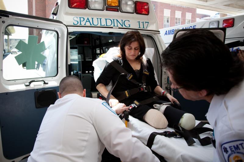 Celeste Corcoran is transported to Spaulding Rehabilitation Hospital on April 28. Celeste Corcoran is transported to Spaulding Rehabilitation Hospital on April 28.