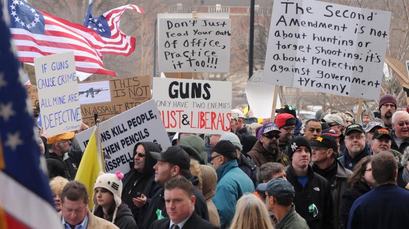 Hundreds of gun owners and enthusiasts attend a rally at the Connecticut Capitol in Hartford on Jan. 19. Hundreds of gun owners and enthusiasts attend a rally at the Connecticut Capitol in Hartford on Jan. 19.