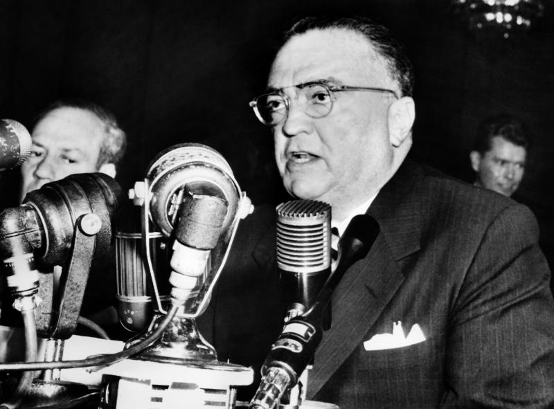 John Edgar Hoover, Director of the Federal Bureau of Investigation gives a speech on November 17, 1953, in Washington. John Edgar Hoover, Director of the Federal Bureau of Investigation gives a speech on November 17, 1953, in Washington.