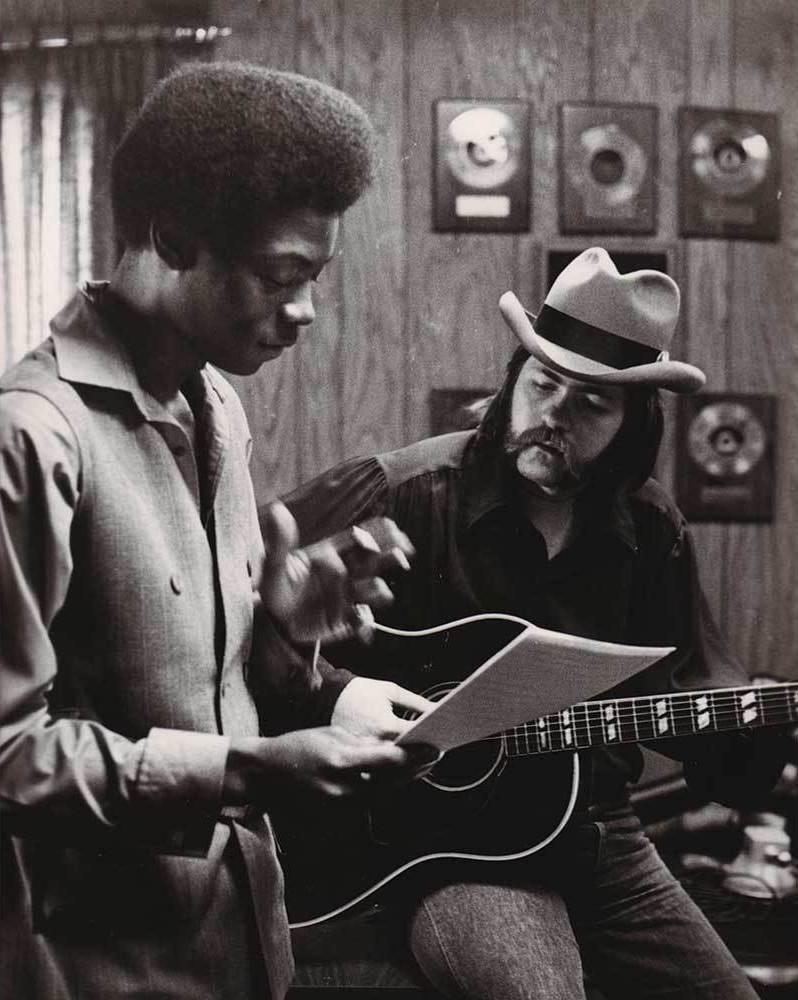 James Govan (left) with producer and engineer Mickey Buckins in the studio. James Govan (left) with producer and engineer Mickey Buckins in the studio.