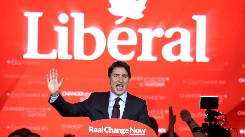 Liberal Party leader Justin Trudeau gives a victory speech in Montreal, Quebec, after winning a stunning upset over Stephen Harper in Canada's federal election Monday. Liberal Party leader Justin Trudeau gives a victory speech in Montreal, Quebec, after winning a stunning upset over Stephen Harper in Canada's federal election Monday.