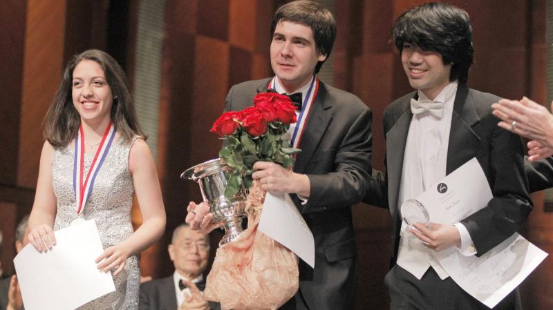 Cliburn medalists Beatrice Rana, second place winner; Vadym Kholodenko, first place winner; and Sean Chen, third place winner, receive applause from the audience at the final awards ceremony at the 14th Van Cliburn International Piano Competition on Sunda Cliburn medalists Beatrice Rana, second place winner; Vadym Kholodenko, first place winner; and Sean Chen, third place winner, receive applause from the audience at the final awards ceremony at the 14th Van Cliburn International Piano Competition on Sunda