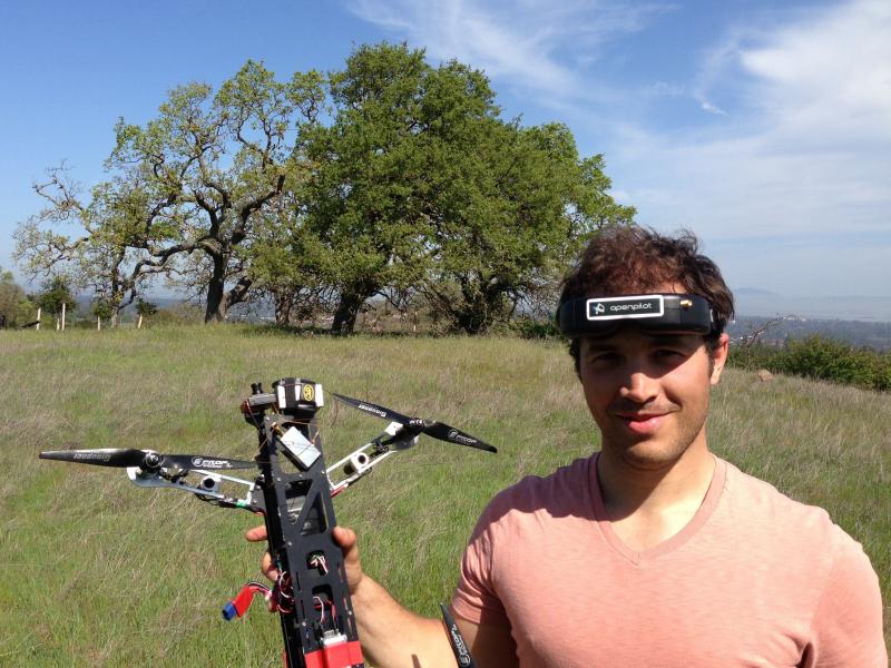 Pablo Lema shows off his quadcopter. Pablo Lema shows off his quadcopter.