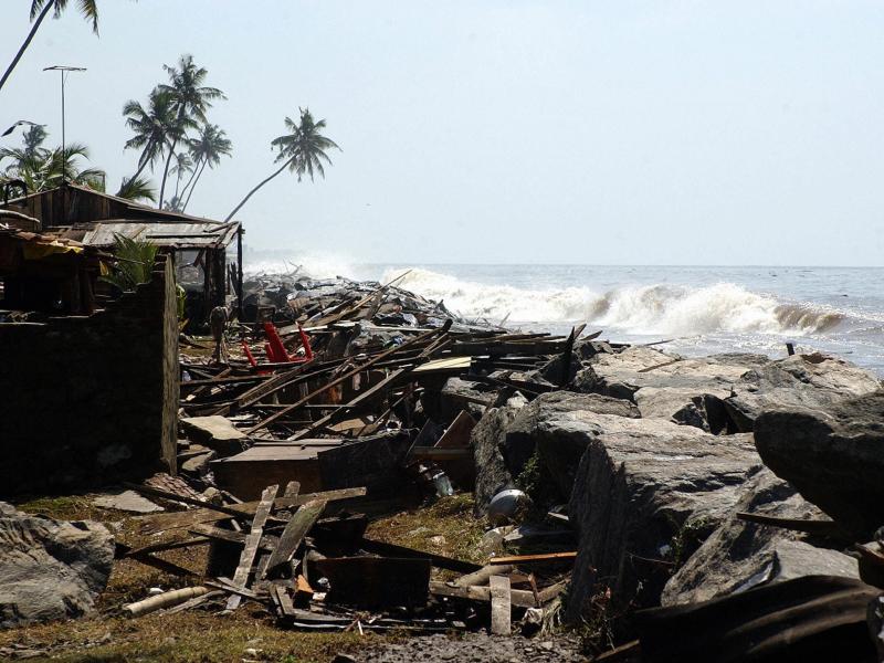 This Dec. 26, 2004, photograph shows a trail of destruction in the southern Sri Lankan town of Lunawa after tidal waves lashed more than half of Sri Lanka's coastline. This Dec. 26, 2004, photograph shows a trail of destruction in the southern Sri Lankan town of Lunawa after tidal waves lashed more than half of Sri Lanka's coastline.