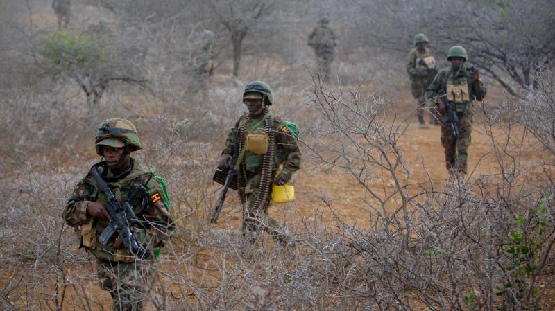 Ugandan soldiers serving with the African Union Mission in Somalia prepare to advance on the central Somali town of Buur-Hakba. Ugandan soldiers serving with the African Union Mission in Somalia prepare to advance on the central Somali town of Buur-Hakba.