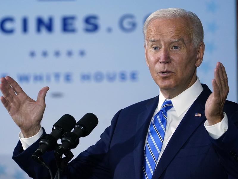 President Biden speaks about COVID-19 vaccinations in Elk Grove Village, Ill. Ten states are filing a lawsuit over the administration's rule requiring health care workers to be vaccinated. President Biden speaks about COVID-19 vaccinations in Elk Grove Village, Ill. Ten states are filing a lawsuit over the administration's rule requiring health care workers to be vaccinated.