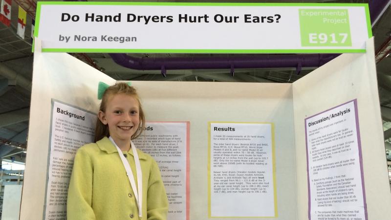Nora Keegan, then in the fifth grade, presents her research findings in 2016. Nora Keegan, then in the fifth grade, presents her research findings in 2016.