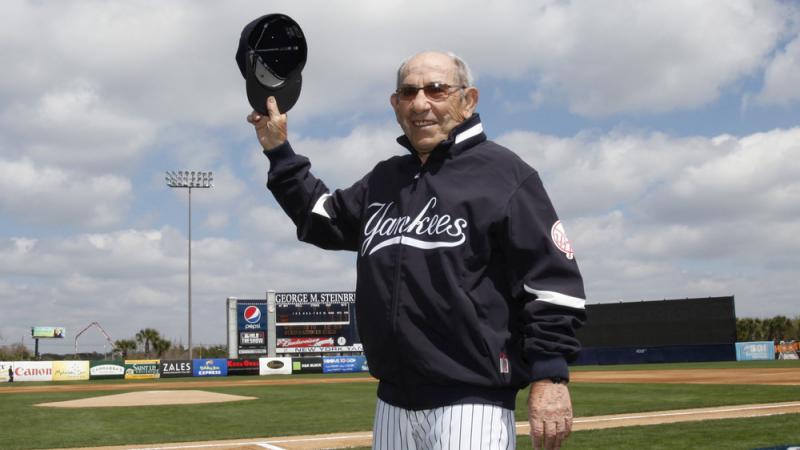 New York Yankees Hall of Fame catcher Yogi Berra has died at age 90. He's seen here being introduced before a Yankees spring training baseball game in 2010. New York Yankees Hall of Fame catcher Yogi Berra has died at age 90. He's seen here being introduced before a Yankees spring training baseball game in 2010.