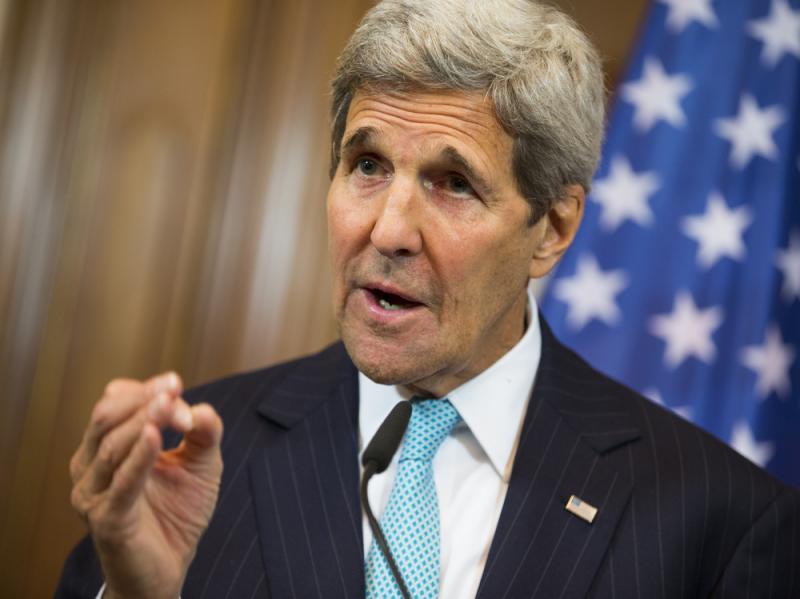 Secretary of State John Kerry gestures Sunday during a news conference at Villa Borsig, Berlin, with German Foreign Minister Frank-Walter Steinmeier about the ongoing crisis in Syria. Secretary of State John Kerry gestures Sunday during a news conference at Villa Borsig, Berlin, with German Foreign Minister Frank-Walter Steinmeier about the ongoing crisis in Syria.