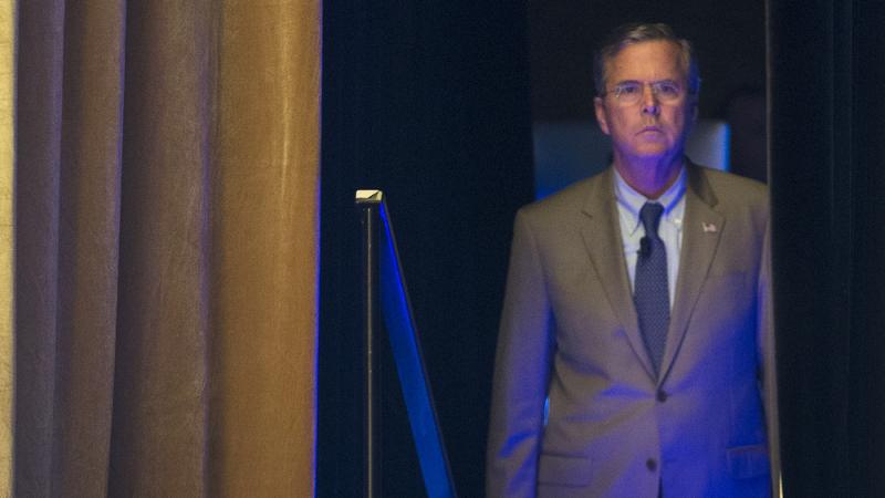 Republican presidential candidate and former Florida Gov. Jeb Bush waits backstage as he is introduced before speaking at the Road to Majority 2015 convention in Washington. Republican presidential candidate and former Florida Gov. Jeb Bush waits backstage as he is introduced before speaking at the Road to Majority 2015 convention in Washington.
