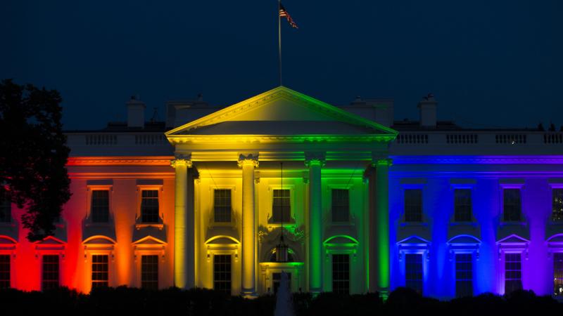 The White House is lit up in rainbow colors in commemoration of the Supreme Court's ruling to legalize same-sex marriage. The White House is lit up in rainbow colors in commemoration of the Supreme Court's ruling to legalize same-sex marriage.