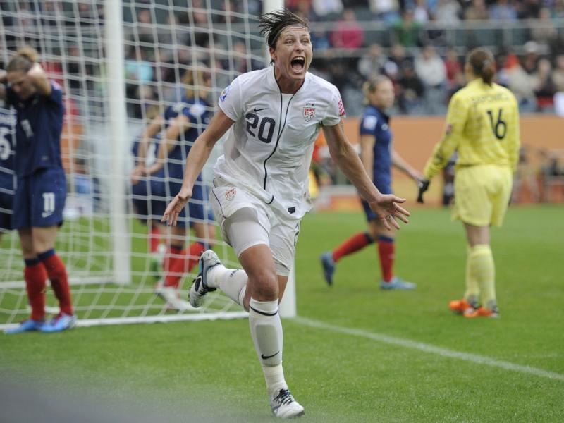 In this photo from July 13, 2011, Abby Wambach celebrates scoring her side's second goal during a semifinal match against France at the Women's World Cup in Germany. Wambach, the leading career scorer, male or female, in international soccer, announced he In this photo from July 13, 2011, Abby Wambach celebrates scoring her side's second goal during a semifinal match against France at the Women's World Cup in Germany. Wambach, the leading career scorer, male or female, in international soccer, announced he