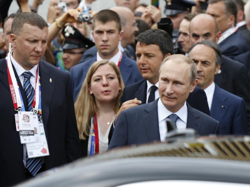 Russian President Vladimir Putin met Wednesday with Italian officials and Pope Francis, as the U.S. sought to encourage the Vatican to join the West in condemning Moscow's actions in Ukraine. Russian President Vladimir Putin met Wednesday with Italian officials and Pope Francis, as the U.S. sought to encourage the Vatican to join the West in condemning Moscow's actions in Ukraine.