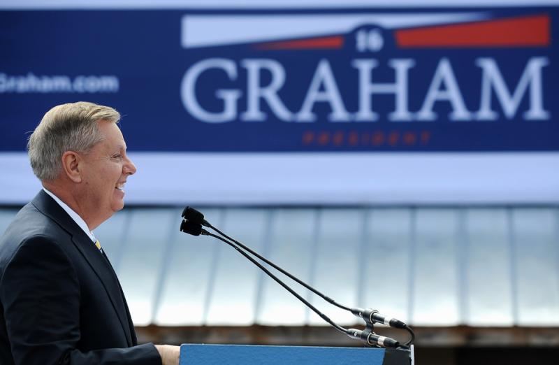 Sen. Lindsey Graham, R-S.C. speaks to supporters after announcing his bid for presidential election in Central, S.C. Sen. Lindsey Graham, R-S.C. speaks to supporters after announcing his bid for presidential election in Central, S.C.