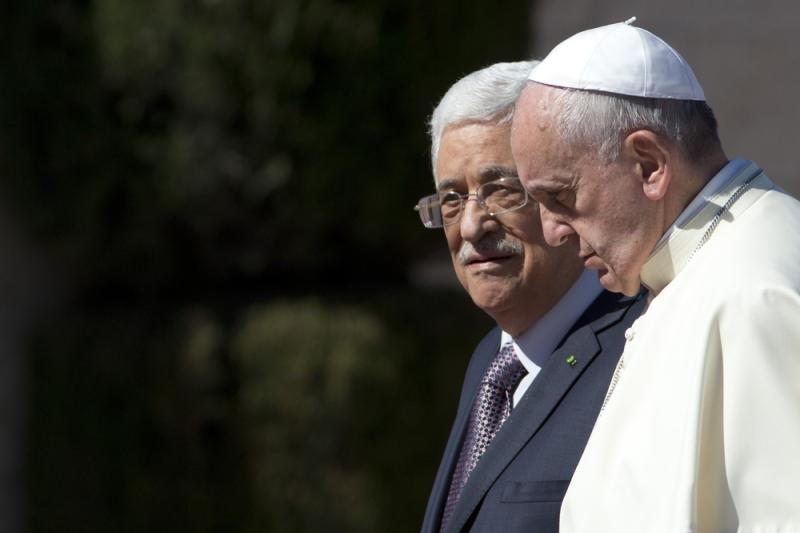 Pope Francis meets with Palestinian Authority President Mahmoud Abbas in the West Bank city of Bethlehem on May 25, 2014. The Vatican officially recognized the state of Palestine in a new treaty finalized today. Pope Francis meets with Palestinian Authority President Mahmoud Abbas in the West Bank city of Bethlehem on May 25, 2014. The Vatican officially recognized the state of Palestine in a new treaty finalized today.