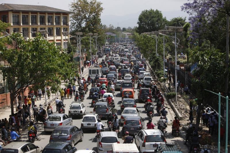 Traffic grinds to a halt in Kathmandu, Nepal, on Tuesday after another earthquake rocked the country. Traffic grinds to a halt in Kathmandu, Nepal, on Tuesday after another earthquake rocked the country.