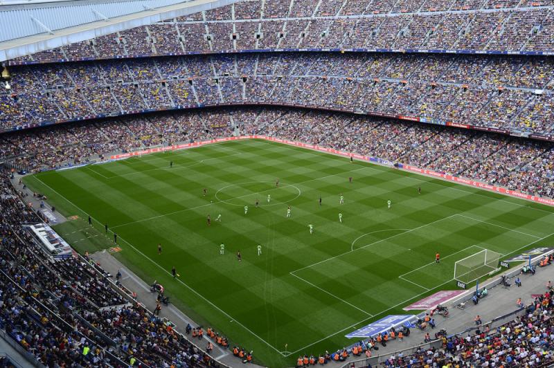 FC Barcelona plays Getafe in Barcelona, Spain, on May 3. Spain's soccer federation says it will halt all professional games FC Barcelona plays Getafe in Barcelona, Spain, on May 3. Spain's soccer federation says it will halt all professional games