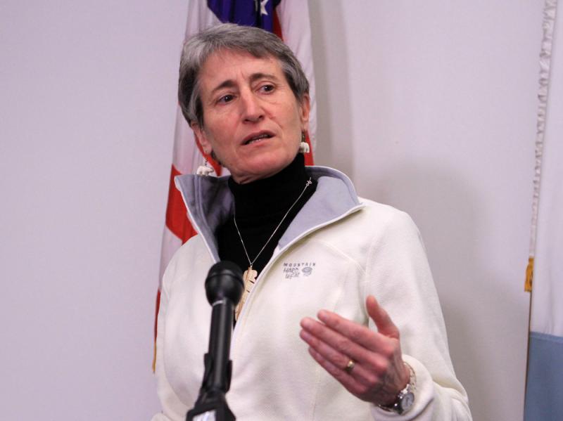 Interior Secretary Sally Jewell speaks in Anchorage, Alaska. The Obama administration is requiring companies that drill for oil and natural gas on federal lands to disclose chemicals used in hydraulic fracturing operations. Interior Secretary Sally Jewell speaks in Anchorage, Alaska. The Obama administration is requiring companies that drill for oil and natural gas on federal lands to disclose chemicals used in hydraulic fracturing operations.