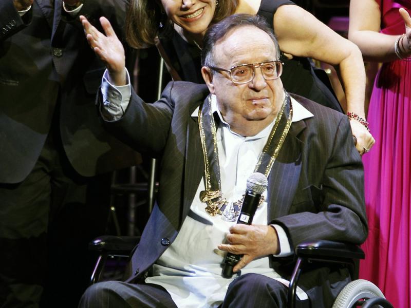 A photo from 2011 shows Roberto Gómez Bolaños and his wife Florinda Meza at the 25th Annual Hispanic Heritage Awards at The John F. Kennedy Center in Washington. Bolaños reportedly died on Friday at age 85. A photo from 2011 shows Roberto Gómez Bolaños and his wife Florinda Meza at the 25th Annual Hispanic Heritage Awards at The John F. Kennedy Center in Washington. Bolaños reportedly died on Friday at age 85.
