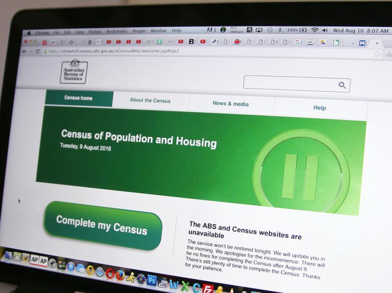 The web page of the Australian Bureau of Statistics shows that the online census form is unavailable. The web page of the Australian Bureau of Statistics shows that the online census form is unavailable.