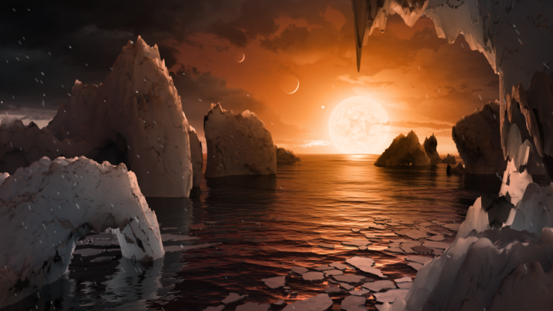 The possible surface of TRAPPIST-1f, one of the newly discovered planets in the TRAPPIST-1 system. The possible surface of TRAPPIST-1f, one of the newly discovered planets in the TRAPPIST-1 system.