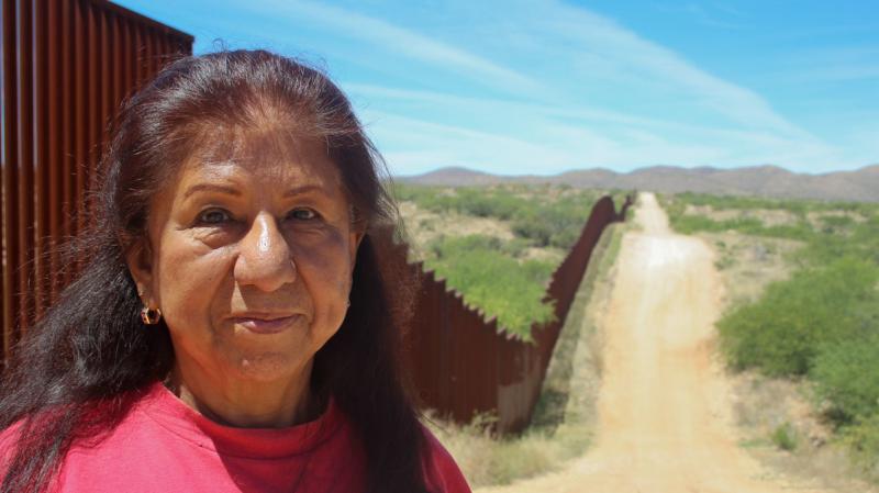 Maria Ochoa poses by the Arizona-Mexico border wall, south of Tucson, Ariz. Maria Ochoa poses by the Arizona-Mexico border wall, south of Tucson, Ariz.