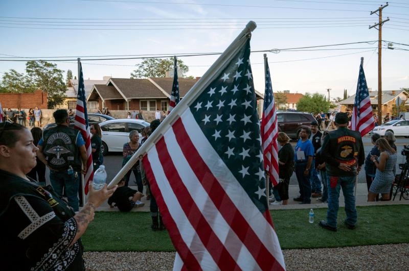 People attend the visitation service for Margie Reckard at La Paz Faith Center in El Paso, Texas, in August 2019. She was killed in white supremacist attack that targeted Latinos at a Walmart. People attend the visitation service for Margie Reckard at La Paz Faith Center in El Paso, Texas, in August 2019. She was killed in white supremacist attack that targeted Latinos at a Walmart.