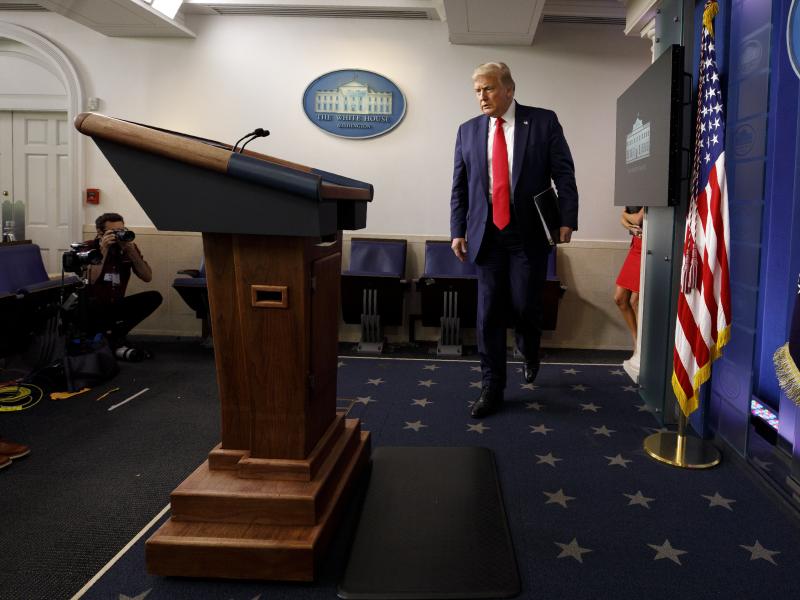 President Trump arrives for a news conference at the White House on Thursday in Washington, D.C. President Trump arrives for a news conference at the White House on Thursday in Washington, D.C.