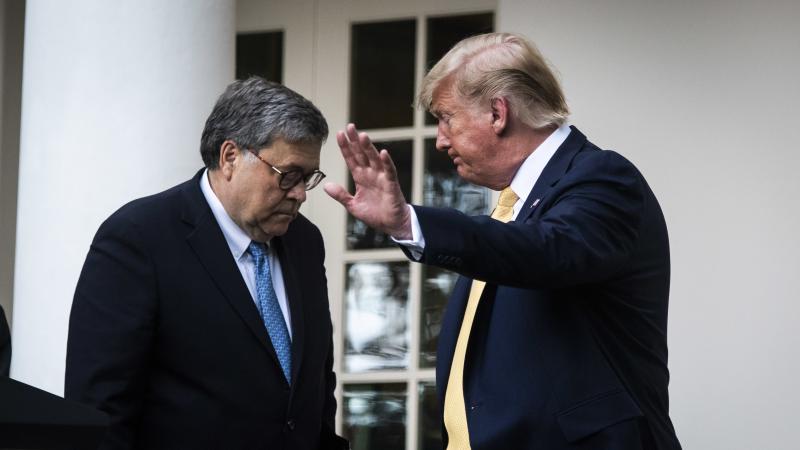 President Trump and U.S. Attorney General William Barr leave after delivering remarks on the 2020 census in the White House Rose Garden in 2019 in Washington, D.C. President Trump and U.S. Attorney General William Barr leave after delivering remarks on the 2020 census in the White House Rose Garden in 2019 in Washington, D.C.