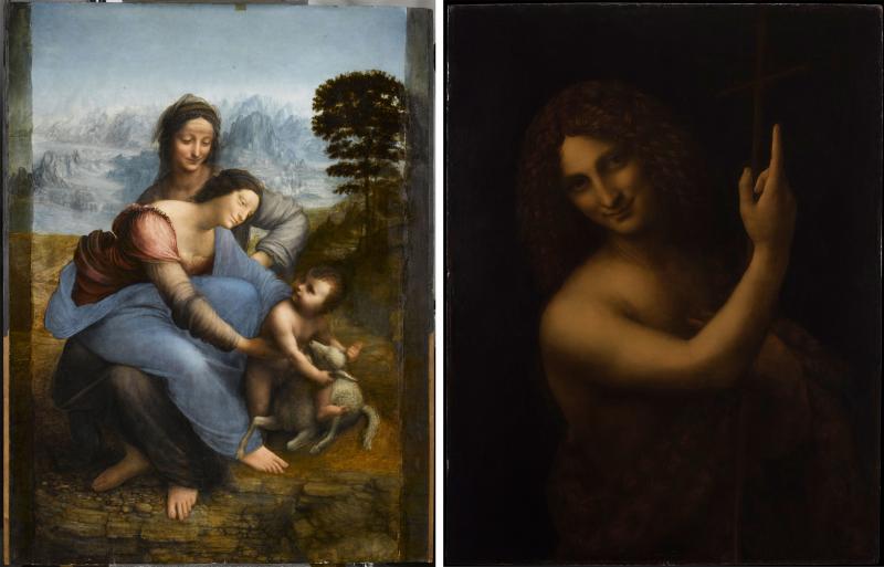 When Leonardo da Vinci arrived in France in 1516, he brought three of his own paintings with him — "Virgin and Child with Saint Anne" (left), "Saint John the Baptist" (right) and the Mona Lisa. When Leonardo da Vinci arrived in France in 1516, he brought three of his own paintings with him — "Virgin and Child with Saint Anne" (left), "Saint John the Baptist" (right) and the Mona Lisa.