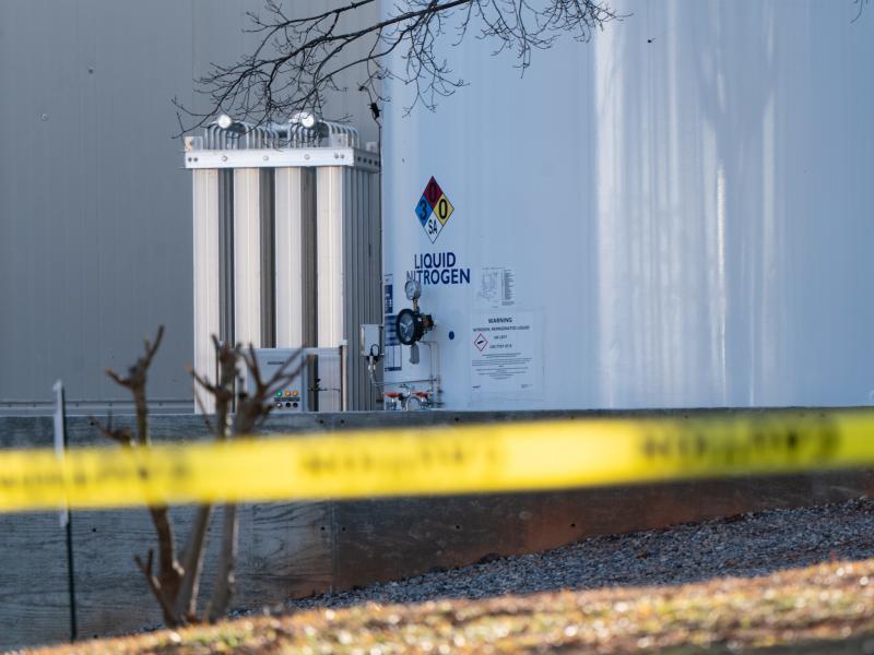 A liquid nitrogen leak at a Gainesville, Ga., poultry processing plant killed 6 people and sent 11 others to the hospital Thursday. A liquid nitrogen leak at a Gainesville, Ga., poultry processing plant killed 6 people and sent 11 others to the hospital Thursday.