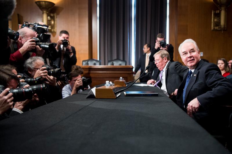 Secretary of Health and Human Services nominee Rep. Tom Price, R-Ga., (right) and Sen. Johnny Isakson, R-Ga., get settled before the start of Price's confirmation hearing Wednesday before the Senate Health, Education, Labor and Pensions Committee. Secretary of Health and Human Services nominee Rep. Tom Price, R-Ga., (right) and Sen. Johnny Isakson, R-Ga., get settled before the start of Price's confirmation hearing Wednesday before the Senate Health, Education, Labor and Pensions Committee.