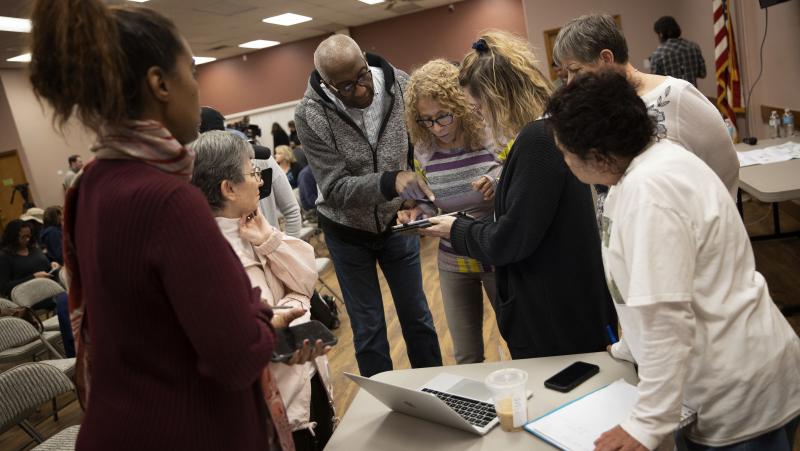 Nevada caucus volunteers receive training for recording results Thursday in Las Vegas. Nevada caucus volunteers receive training for recording results Thursday in Las Vegas.