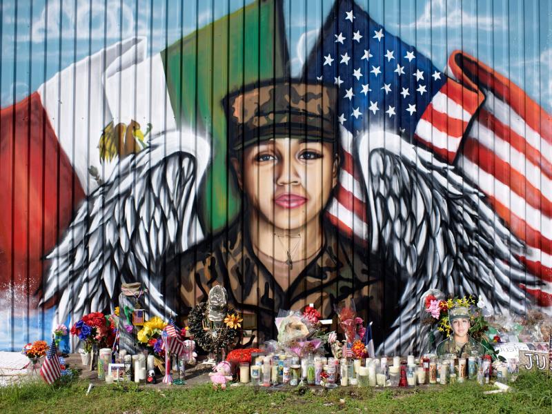 Candles and flowers decorate a makeshift memorial for Vanessa Guillén, a Fort Hood, Texas, soldier whose 2020 killing put a spotlight on sexual harassment in the U.S. military. Candles and flowers decorate a makeshift memorial for Vanessa Guillén, a Fort Hood, Texas, soldier whose 2020 killing put a spotlight on sexual harassment in the U.S. military.