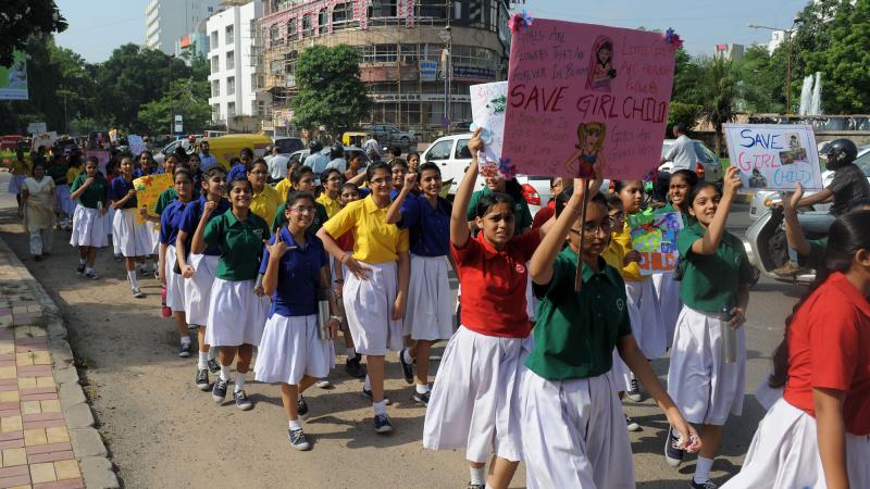 High School students participate in a rally for the International Day of the Girl Child in Ahmedabad, India. High School students participate in a rally for the International Day of the Girl Child in Ahmedabad, India.
