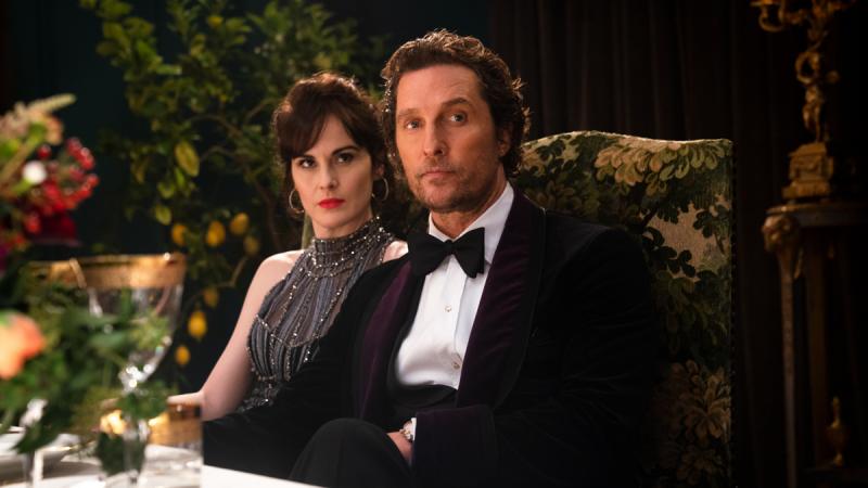 Rosalind (Michelle Dockery) and Mickey (Matthew McConaughey) in The Gentlemen. Rosalind (Michelle Dockery) and Mickey (Matthew McConaughey) in The Gentlemen.