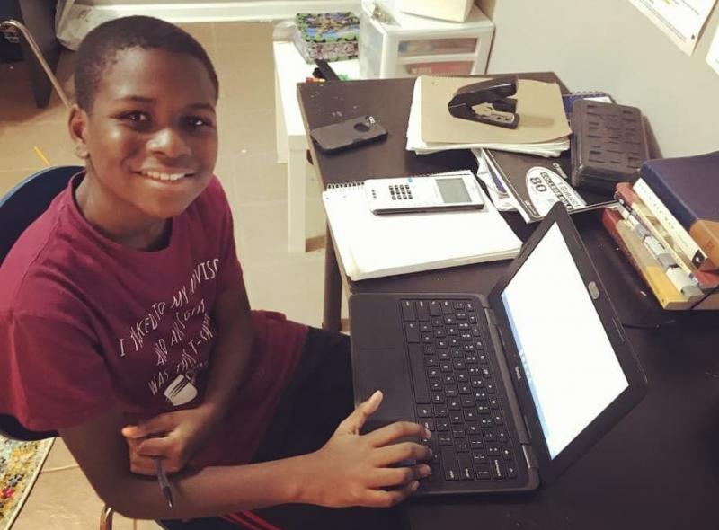 Caleb Anderson, 12, attends virtual calculus class this month at Chattahoochee Technical College in Marietta, Ga., where he is a sophomore. Caleb Anderson, 12, attends virtual calculus class this month at Chattahoochee Technical College in Marietta, Ga., where he is a sophomore.
