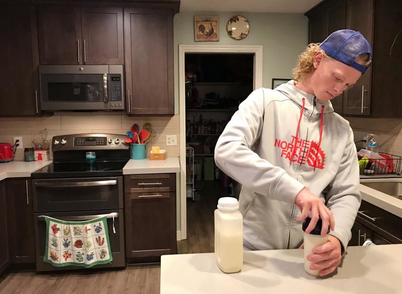 Jonah Reeder prepares a special protein shake that helps him manage a metabolic condition called phenylketonuria. Jonah Reeder prepares a special protein shake that helps him manage a metabolic condition called phenylketonuria.