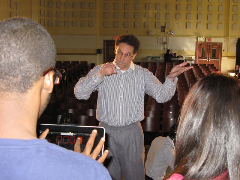 Adam Goldberg, the creator of the PS 177 band, conducting at band practice. Adam Goldberg, the creator of the PS 177 band, conducting at band practice.