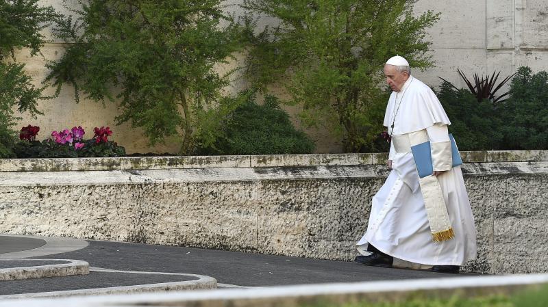 Pope Francis arrives for the opening of a sexual abuse prevention summit at the Vatican on Thursday. Pope Francis arrives for the opening of a sexual abuse prevention summit at the Vatican on Thursday.