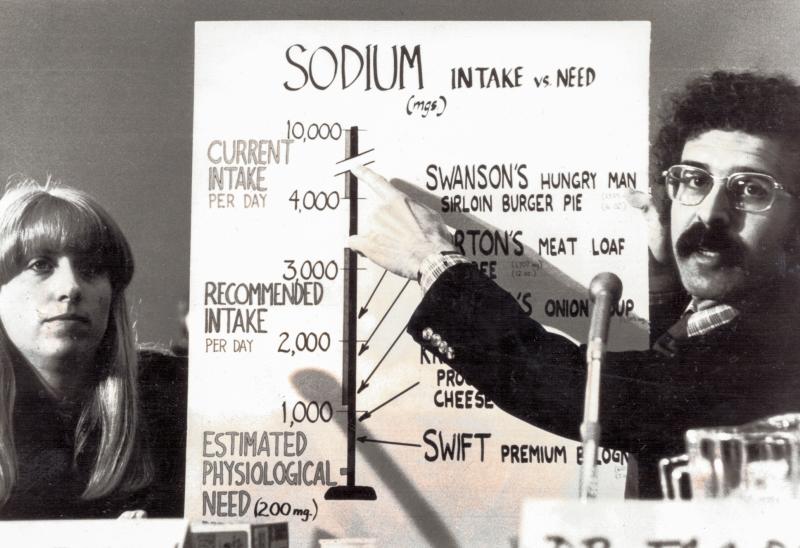 Michael Jacobson (right) and Bonnie Liebman, CSPI's director of nutrition, launching a campaign against over-salted food in the late 1970s. Michael Jacobson (right) and Bonnie Liebman, CSPI's director of nutrition, launching a campaign against over-salted food in the late 1970s.