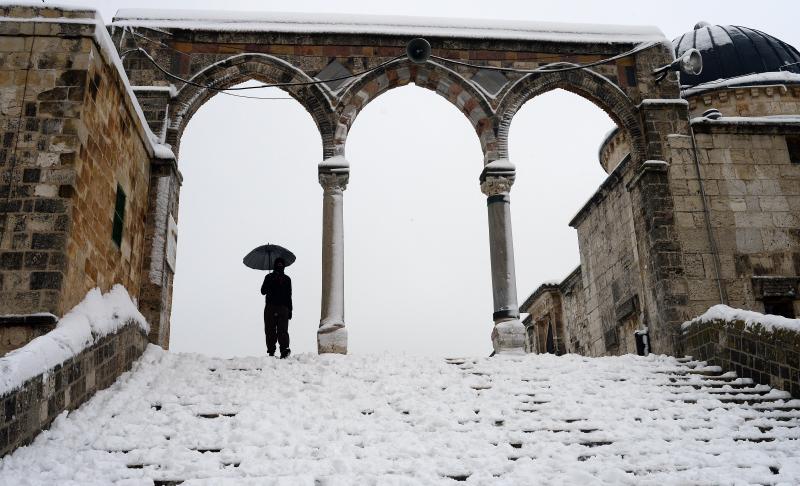 Al Aqsa Mosque in Jerusalem was dusted with snow in February. Al Aqsa Mosque in Jerusalem was dusted with snow in February.