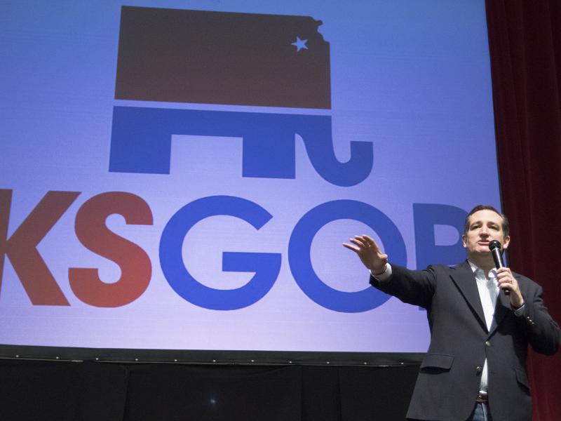 Sen. Ted Cruz delivers a speech at a campaign rally in Wichita, Kan., on Saturday. Sen. Ted Cruz delivers a speech at a campaign rally in Wichita, Kan., on Saturday.