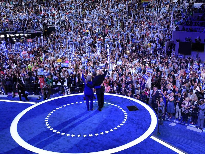 Hillary Clinton embraces President Obama after his address to the Democratic National Convention in Philadelphia in 2016. Hillary Clinton embraces President Obama after his address to the Democratic National Convention in Philadelphia in 2016.