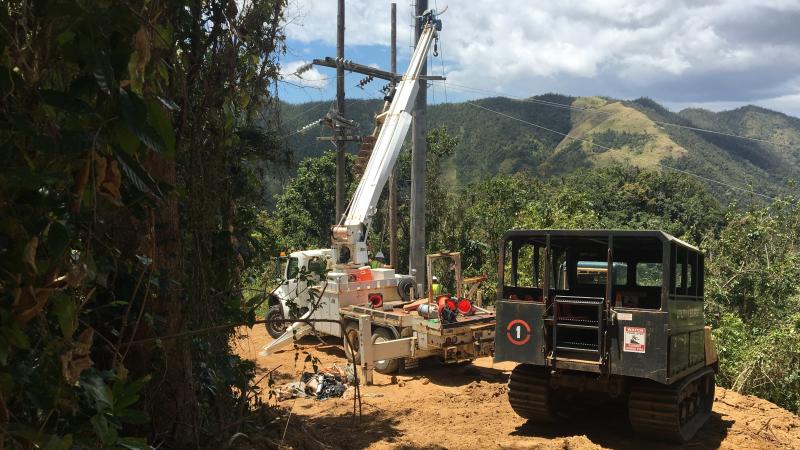 Contractors working to restore power in Cayey, Puerto Rico, last week, the same region where a falling tree interrupted a main transmission line Thursday, plunging 840,000 customers into darkness. Contractors working to restore power in Cayey, Puerto Rico, last week, the same region where a falling tree interrupted a main transmission line Thursday, plunging 840,000 customers into darkness.