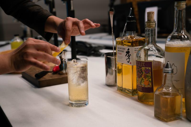 Barman Eddie Kim created the light and crisp "Truth and Clarity" cocktail — combining Capitoline White Vermouth, Suntory Toki Whisky, club soda and lemon vinegar — to ring in the new year. Barman Eddie Kim created the light and crisp "Truth and Clarity" cocktail — combining Capitoline White Vermouth, Suntory Toki Whisky, club soda and lemon vinegar — to ring in the new year.
