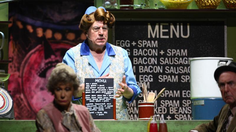 Terry Jones performs the famous "Spam" sketch during 2014's Monty Python Live (Mostly) stage show. Jones died at the age of 77 after suffering from dementia. Terry Jones performs the famous "Spam" sketch during 2014's Monty Python Live (Mostly) stage show. Jones died at the age of 77 after suffering from dementia.