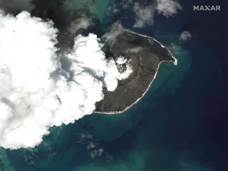 The Tonga volcano on December 24 2021 as seen from a satellite. The eruption turned explosive, in what nuclear monitors say was the biggest bang they've ever recorded. The Tonga volcano on December 24 2021 as seen from a satellite. The eruption turned explosive, in what nuclear monitors say was the biggest bang they've ever recorded.