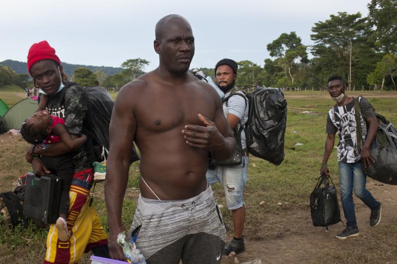 Gegrand Joseph (front), a Haitian who hiked across the Darién Gap five years ago, was deported by the Trump administration and is tackling this same patch of jungle a second time to get back to the U.S. Gegrand Joseph (front), a Haitian who hiked across the Darién Gap five years ago, was deported by the Trump administration and is tackling this same patch of jungle a second time to get back to the U.S.