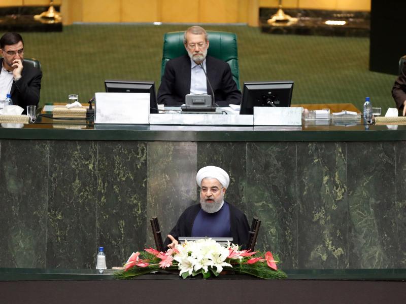 President Hassan Rouhani addresses Iran's Parliament on Aug. 20. He said the top foreign policy priority for his new government would be to protect the nuclear deal. President Hassan Rouhani addresses Iran's Parliament on Aug. 20. He said the top foreign policy priority for his new government would be to protect the nuclear deal.